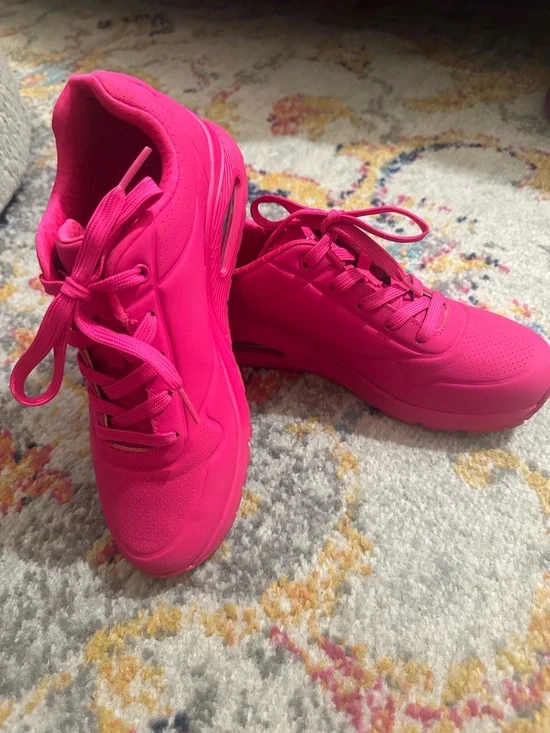 Skechers Hot Pink Platform Lace-Up Sneakers - Picture 2 of 3